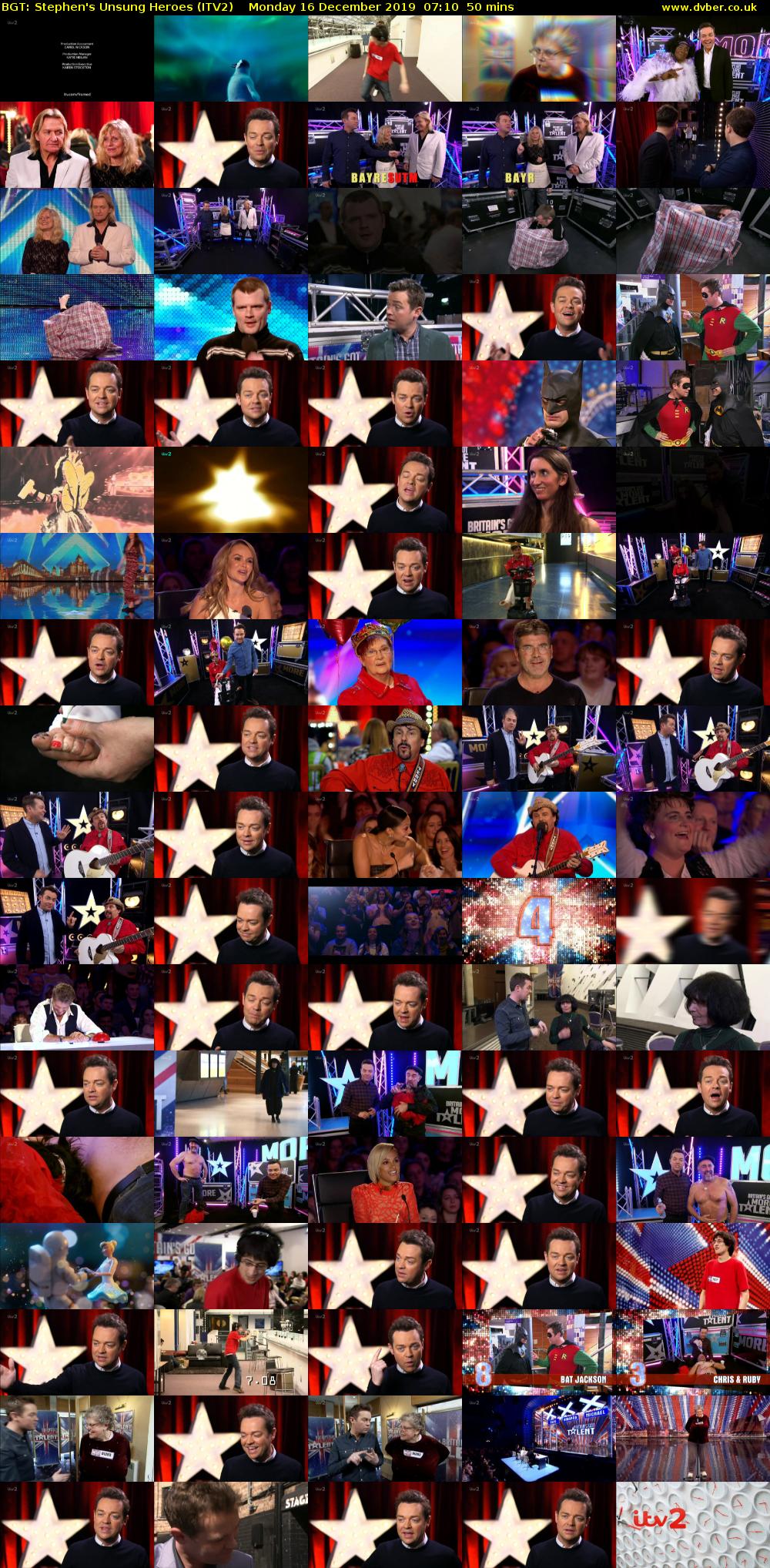 BGT: Stephen's Unsung Heroes (ITV2) Monday 16 December 2019 07:10 - 08:00