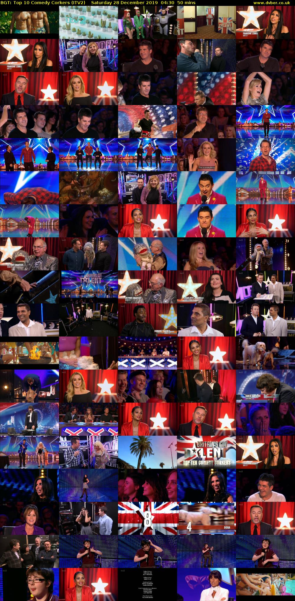 BGT: Top 10 Comedy Corkers (ITV2) Saturday 28 December 2019 04:30 - 05:20