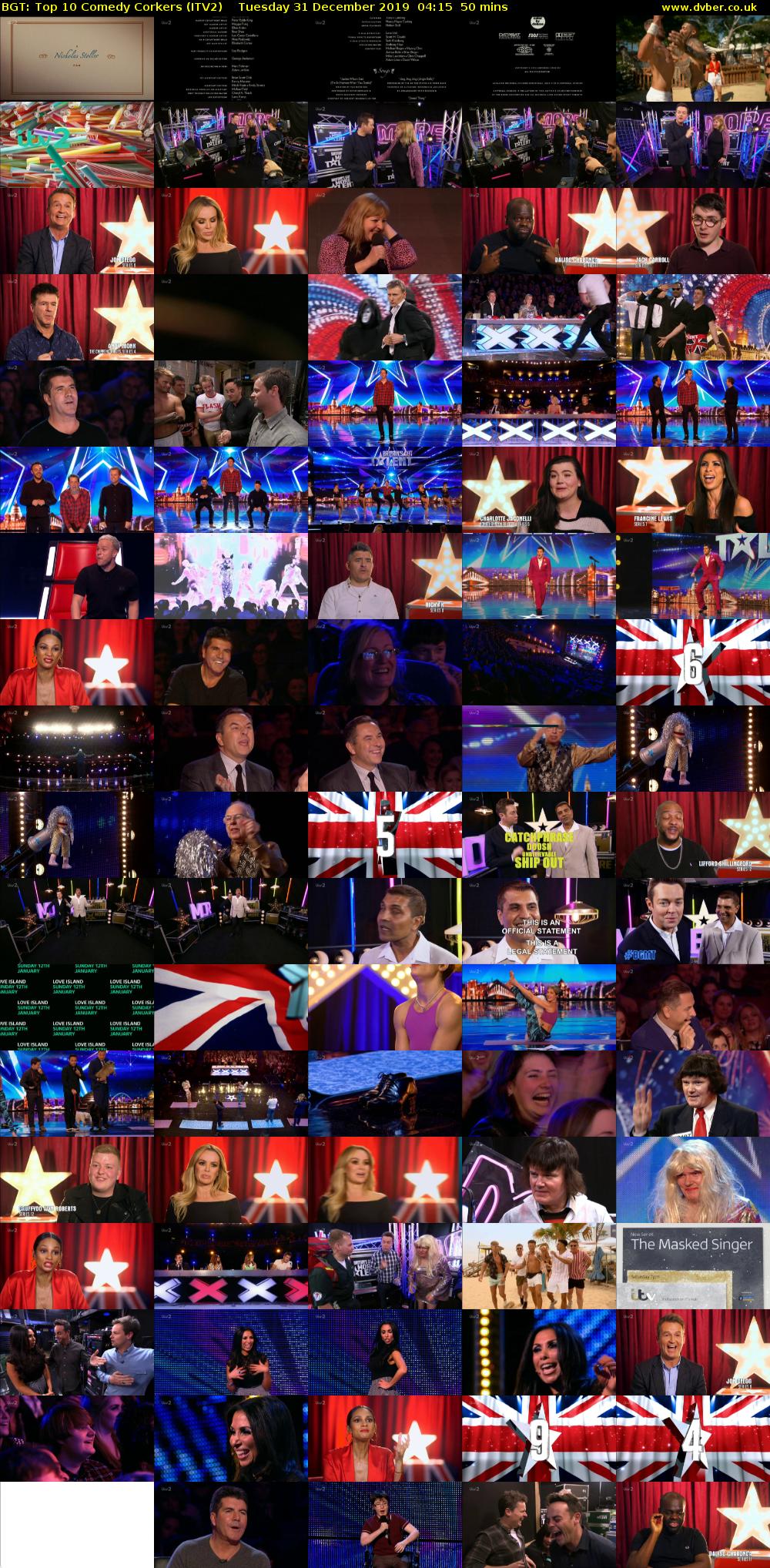 BGT: Top 10 Comedy Corkers (ITV2) Tuesday 31 December 2019 04:15 - 05:05