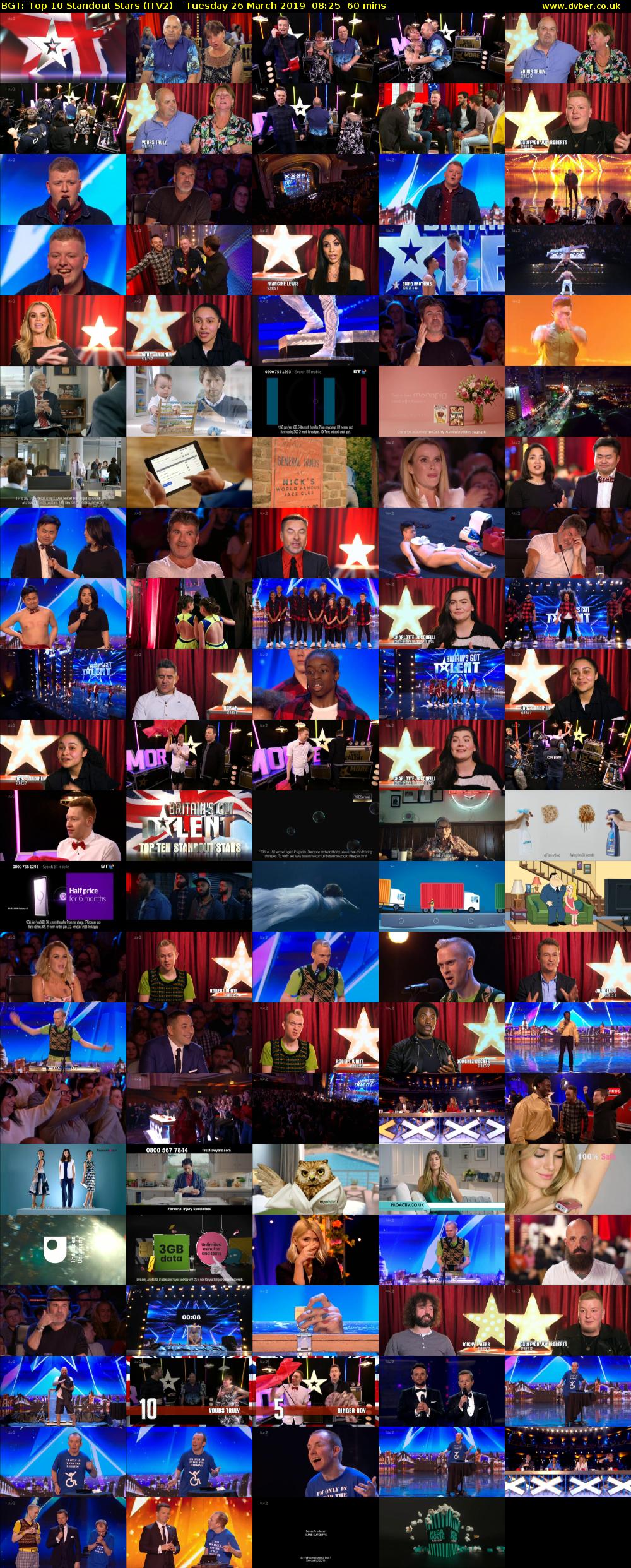 BGT: Top 10 Standout Stars (ITV2) Tuesday 26 March 2019 08:25 - 09:25