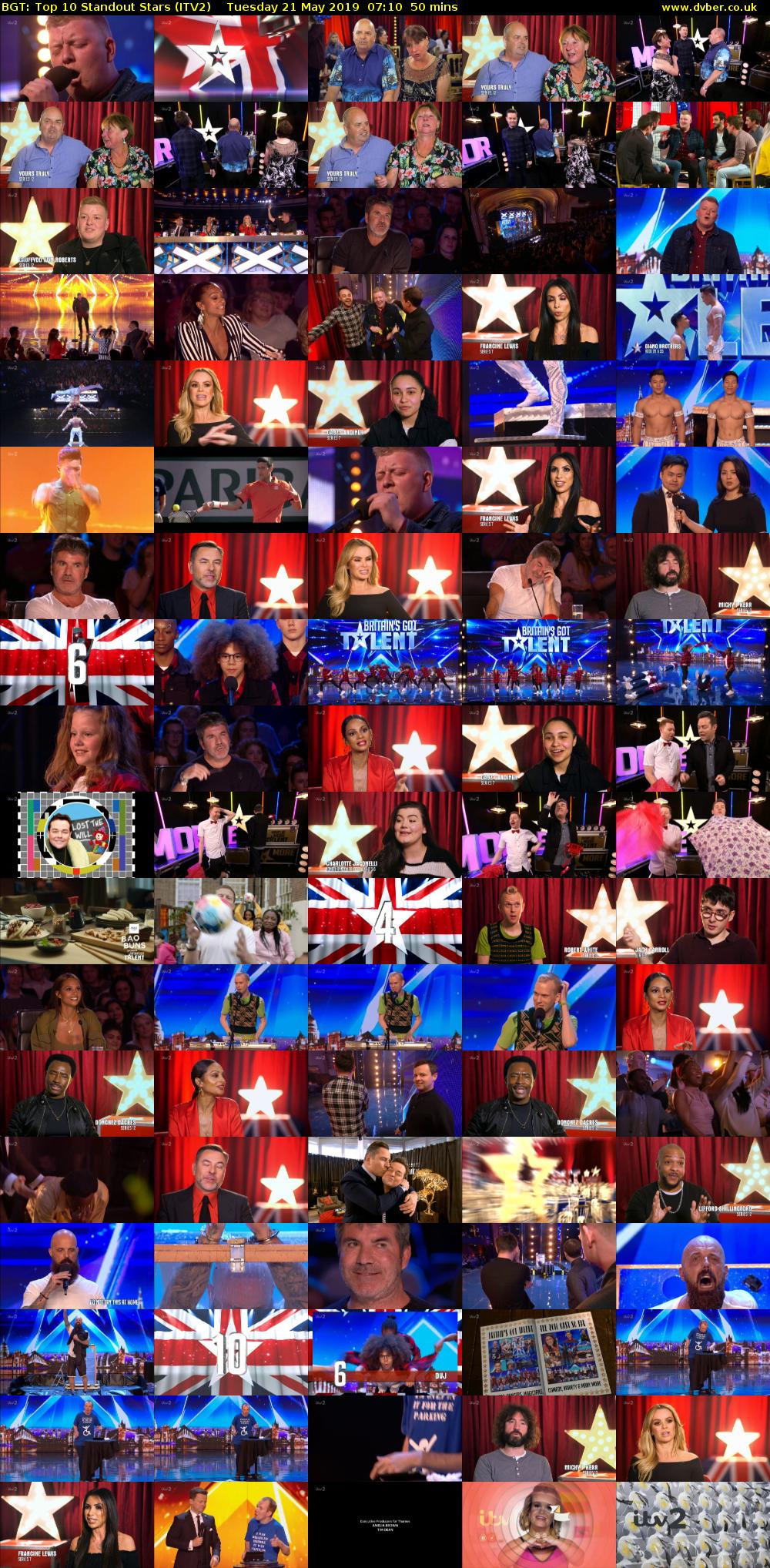 BGT: Top 10 Standout Stars (ITV2) Tuesday 21 May 2019 07:10 - 08:00