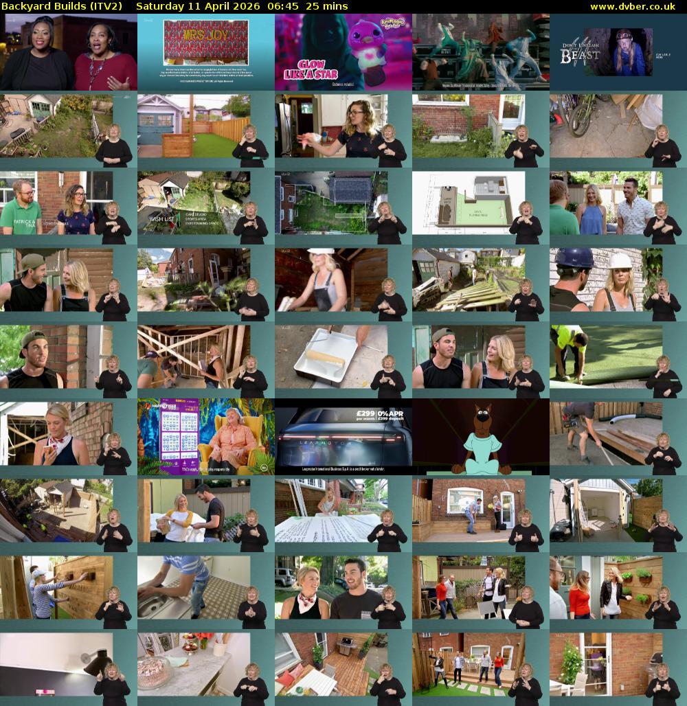 Backyard Builds (ITV2) Saturday 11 April 2026 06:45 - 07:10