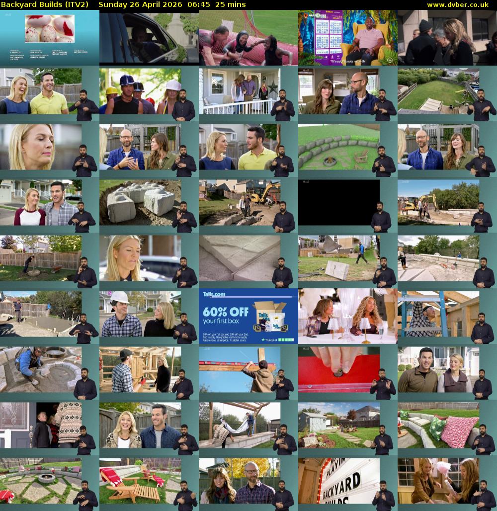 Backyard Builds (ITV2) Sunday 26 April 2026 06:45 - 07:10