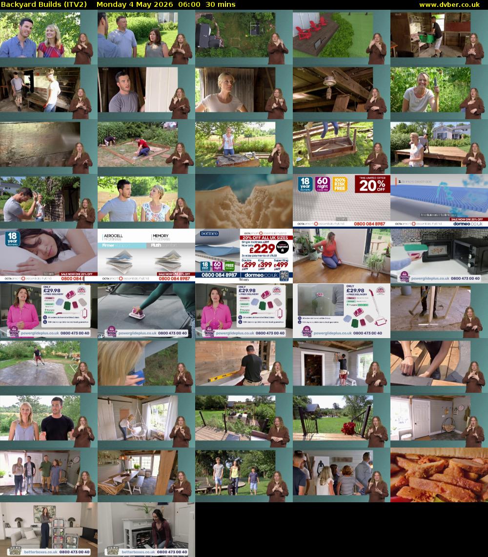 Backyard Builds (ITV2) Monday 4 May 2026 06:00 - 06:30