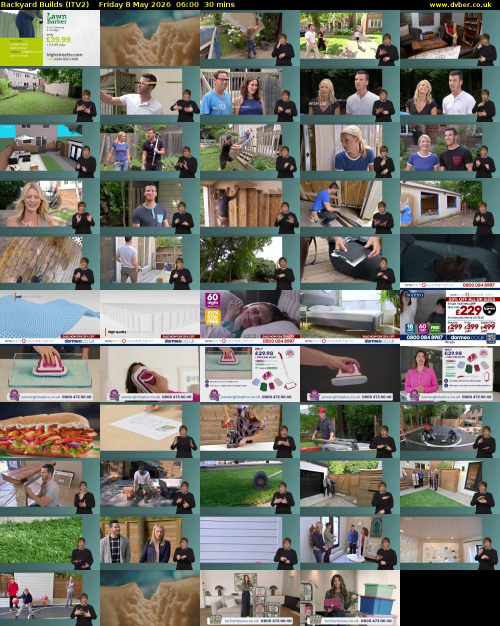 Backyard Builds (ITV2) Friday 8 May 2026 06:00 - 06:30