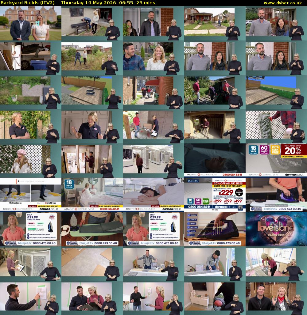 Backyard Builds (ITV2) Thursday 14 May 2026 06:55 - 07:20