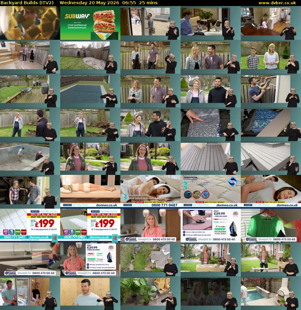 Backyard Builds (ITV2) Wednesday 20 May 2026 06:55 - 07:20