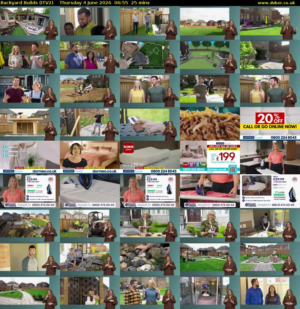 Backyard Builds (ITV2) Thursday 4 June 2026 06:55 - 07:20