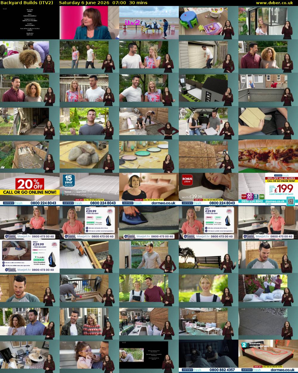 Backyard Builds (ITV2) Saturday 6 June 2026 07:00 - 07:30