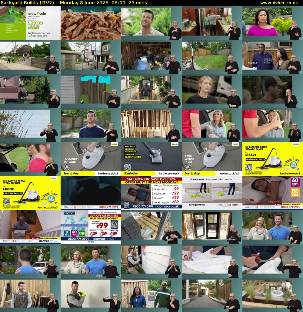 Backyard Builds (ITV2) Monday 8 June 2026 06:00 - 06:25