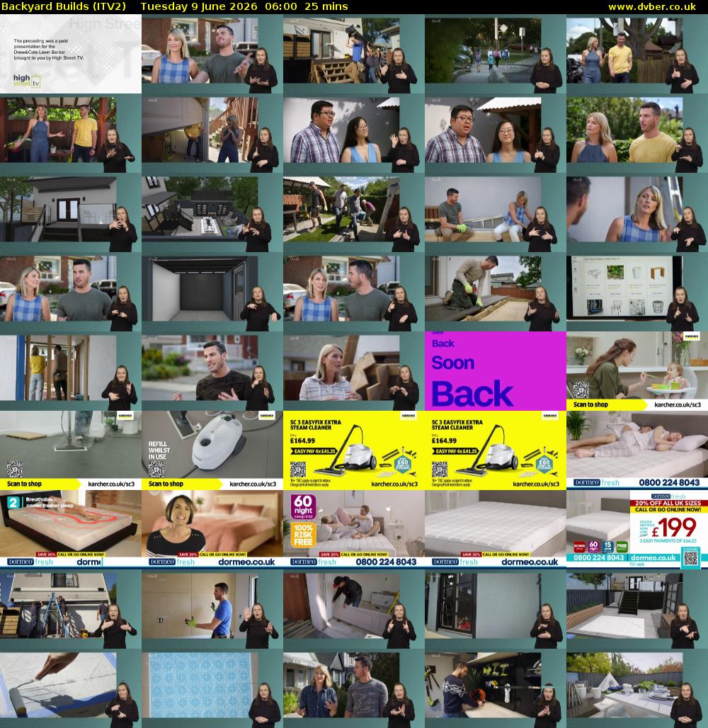 Backyard Builds (ITV2) Tuesday 9 June 2026 06:00 - 06:25