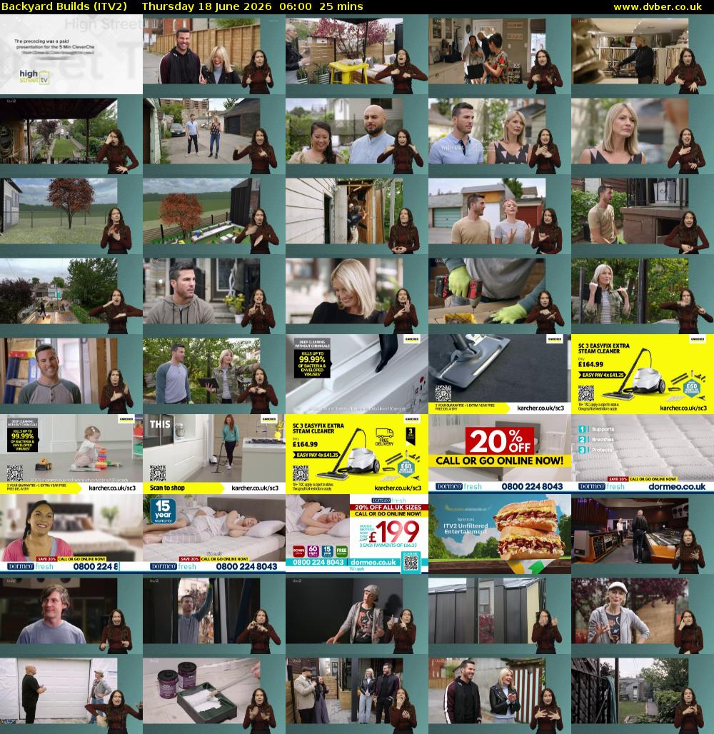 Backyard Builds (ITV2) Thursday 18 June 2026 06:00 - 06:25
