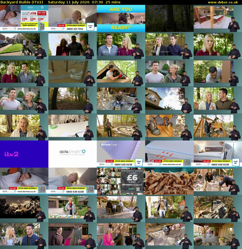 Backyard Builds (ITV2) Saturday 11 July 2026 07:30 - 07:55