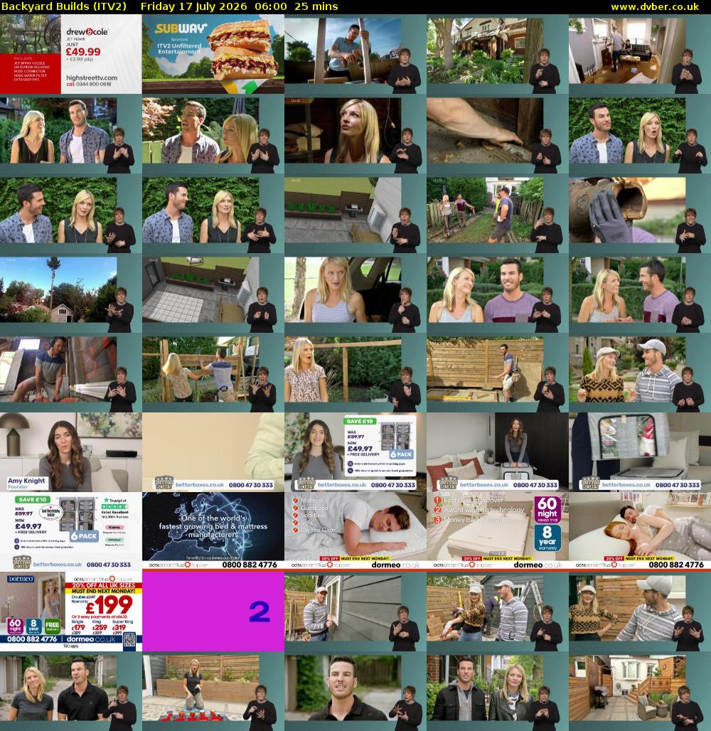 Backyard Builds (ITV2) Friday 17 July 2026 06:00 - 06:25
