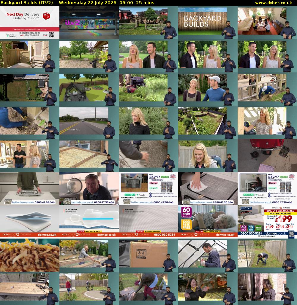 Backyard Builds (ITV2) Wednesday 22 July 2026 06:00 - 06:25