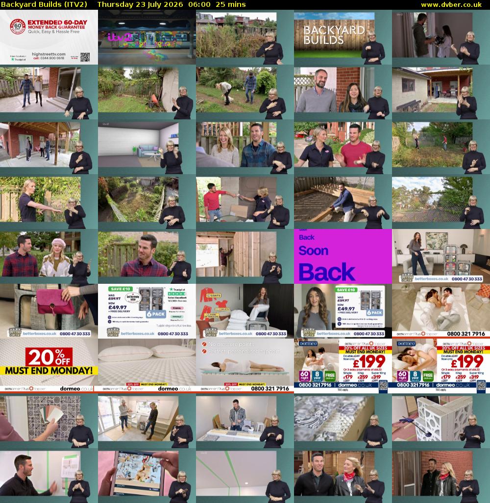 Backyard Builds (ITV2) Thursday 23 July 2026 06:00 - 06:25