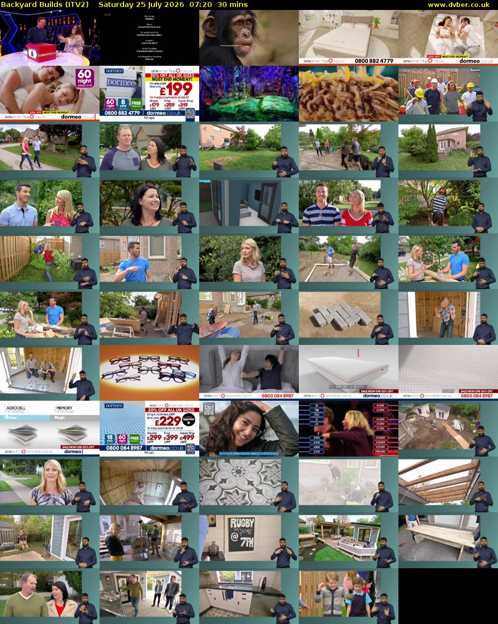Backyard Builds (ITV2) Saturday 25 July 2026 07:20 - 07:50