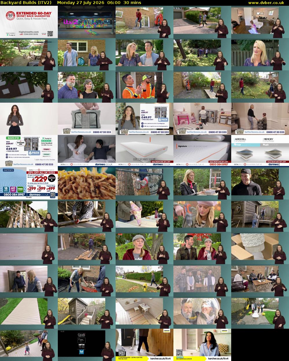 Backyard Builds (ITV2) Monday 27 July 2026 06:00 - 06:30