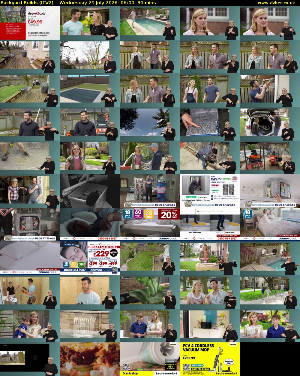 Backyard Builds (ITV2) Wednesday 29 July 2026 06:00 - 06:30