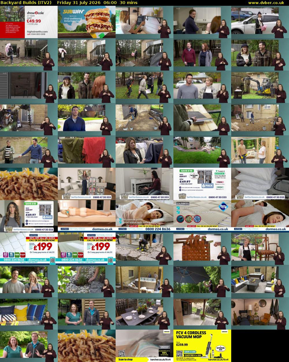 Backyard Builds (ITV2) Friday 31 July 2026 06:00 - 06:30