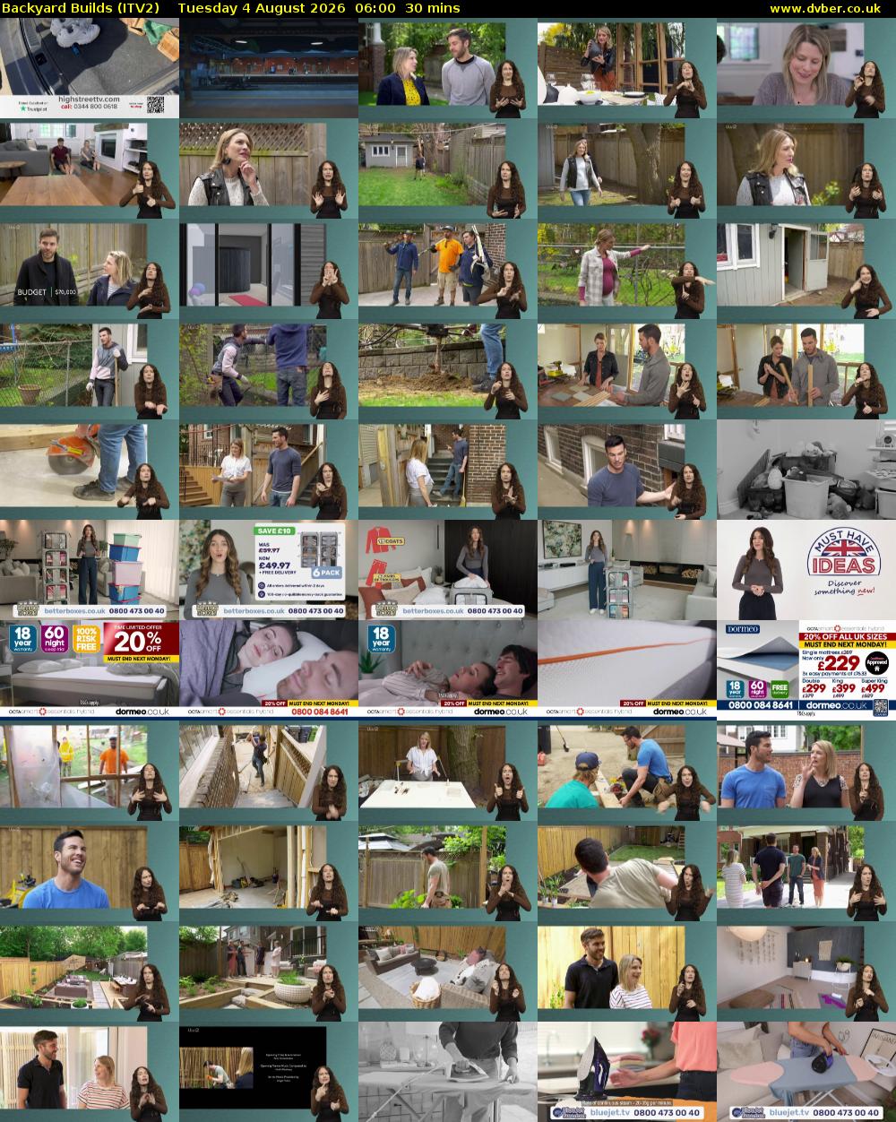 Backyard Builds (ITV2) Tuesday 4 August 2026 06:00 - 06:30