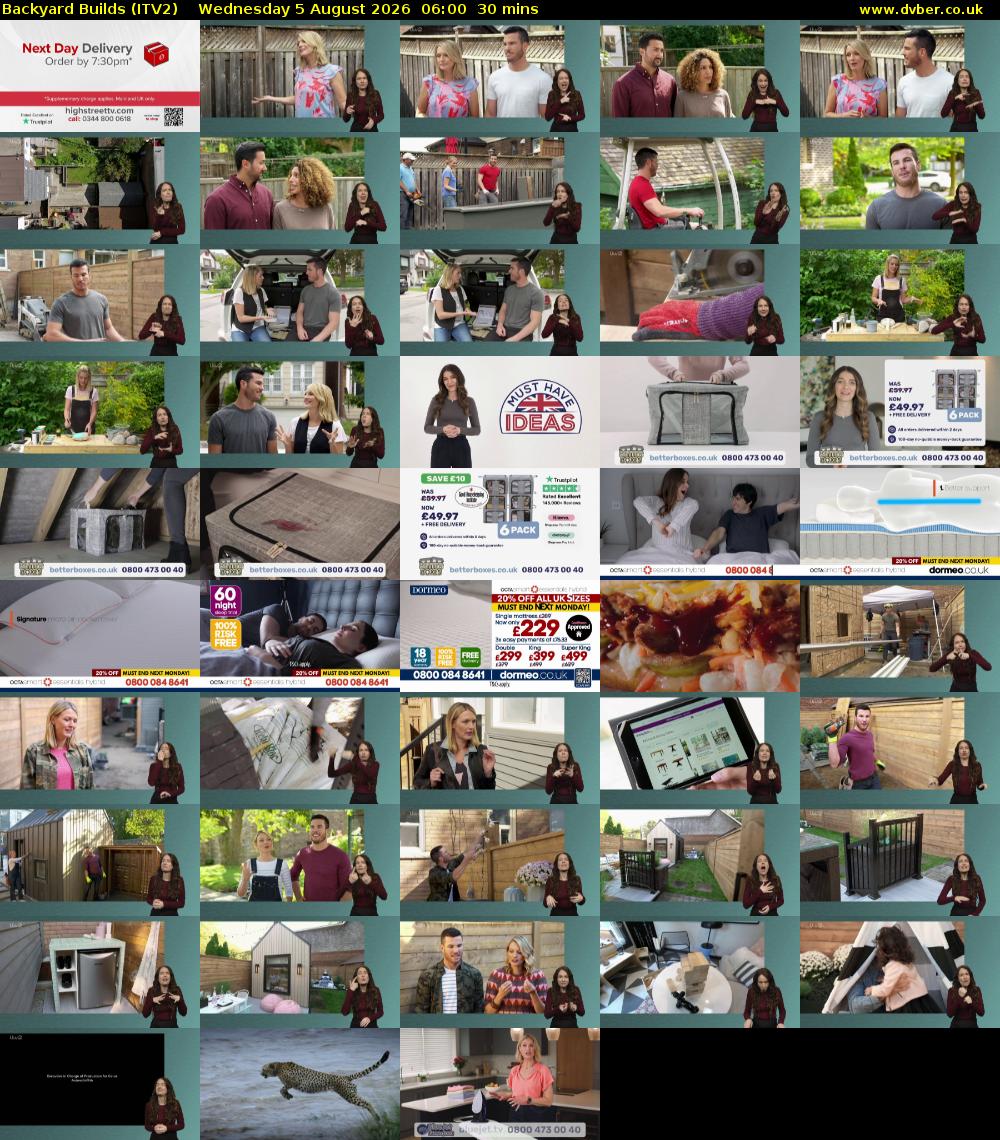 Backyard Builds (ITV2) Wednesday 5 August 2026 06:00 - 06:30