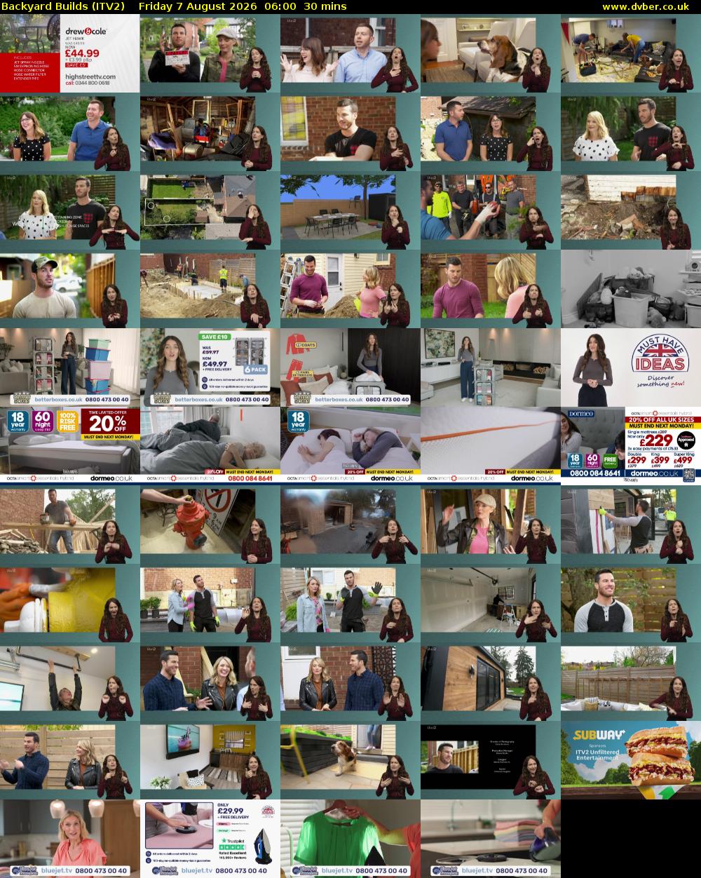 Backyard Builds (ITV2) Friday 7 August 2026 06:00 - 06:30