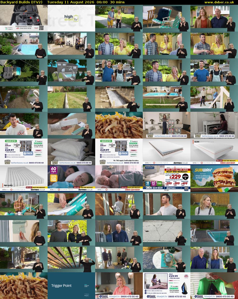 Backyard Builds (ITV2) Tuesday 11 August 2026 06:00 - 06:30