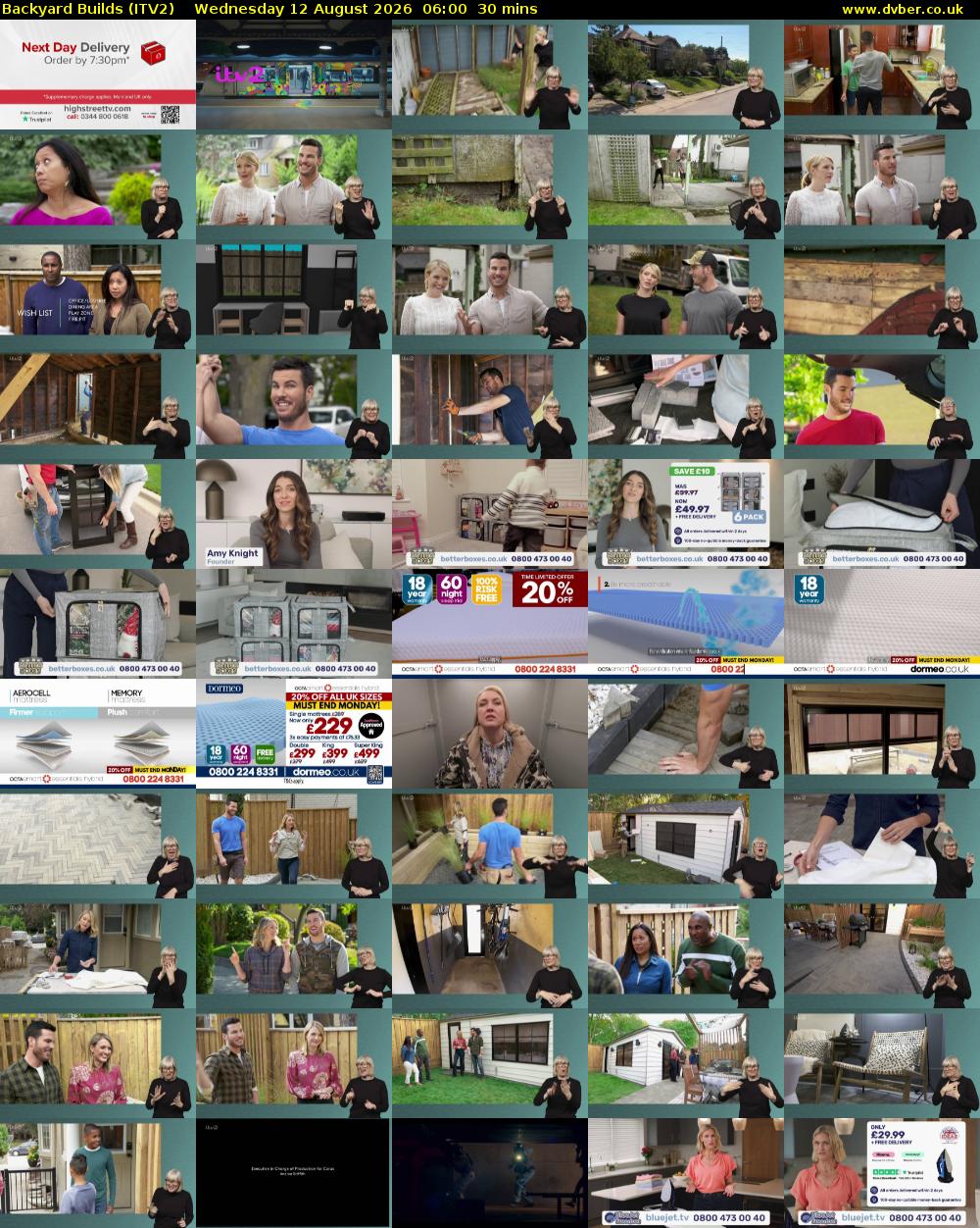 Backyard Builds (ITV2) Wednesday 12 August 2026 06:00 - 06:30