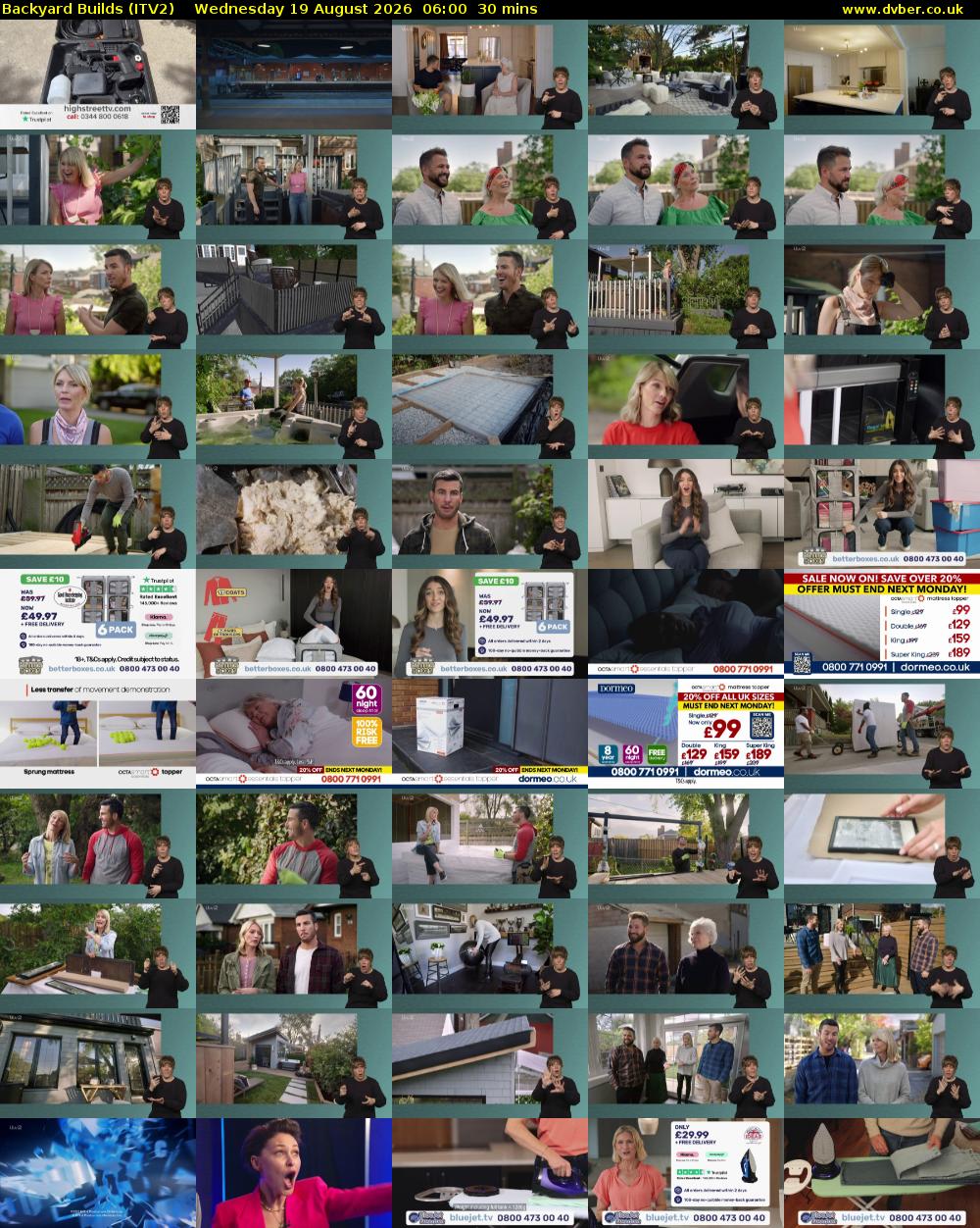 Backyard Builds (ITV2) Wednesday 19 August 2026 06:00 - 06:30