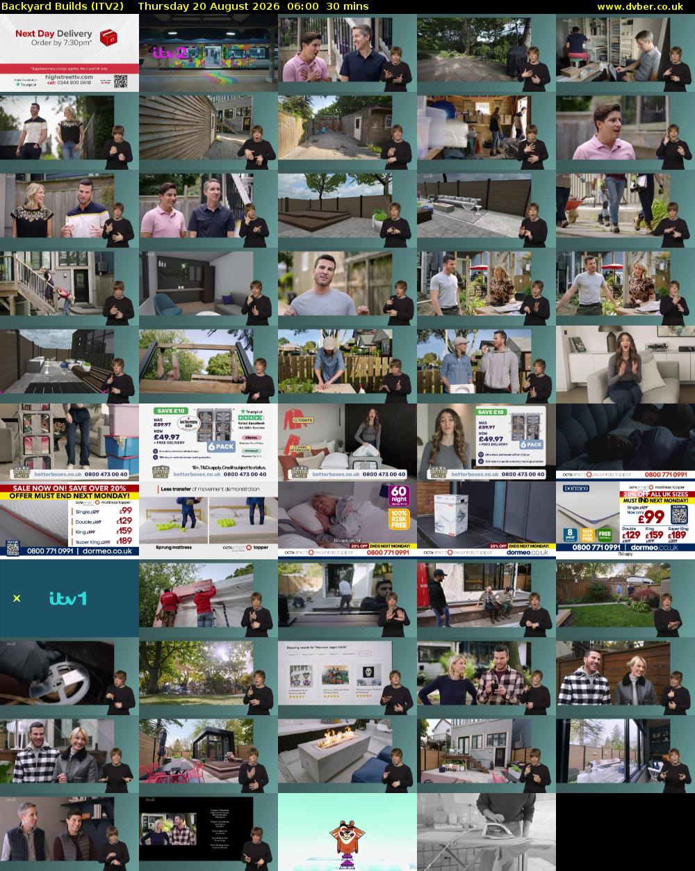 Backyard Builds (ITV2) Thursday 20 August 2026 06:00 - 06:30