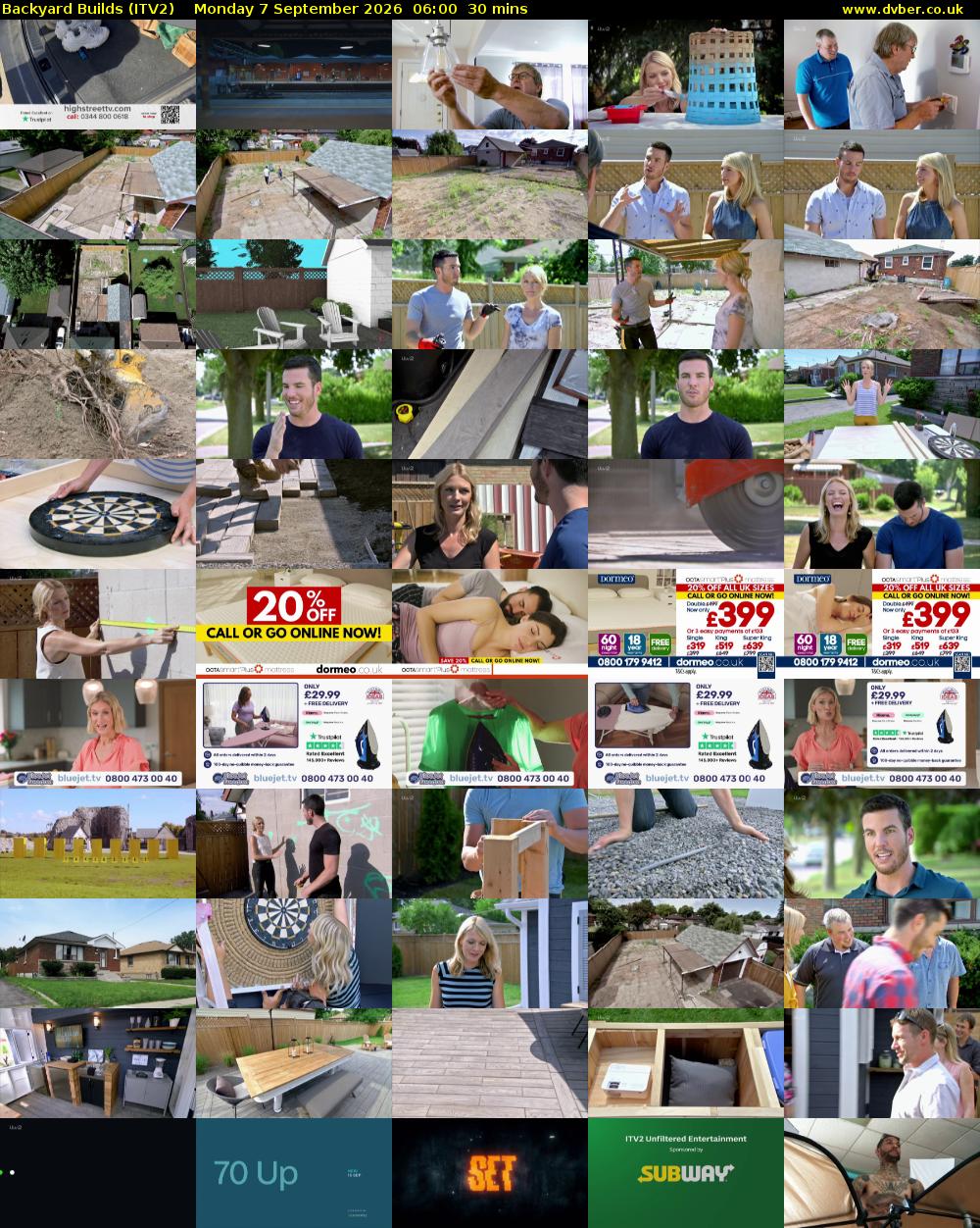Backyard Builds (ITV2) Monday 7 September 2026 06:00 - 06:30