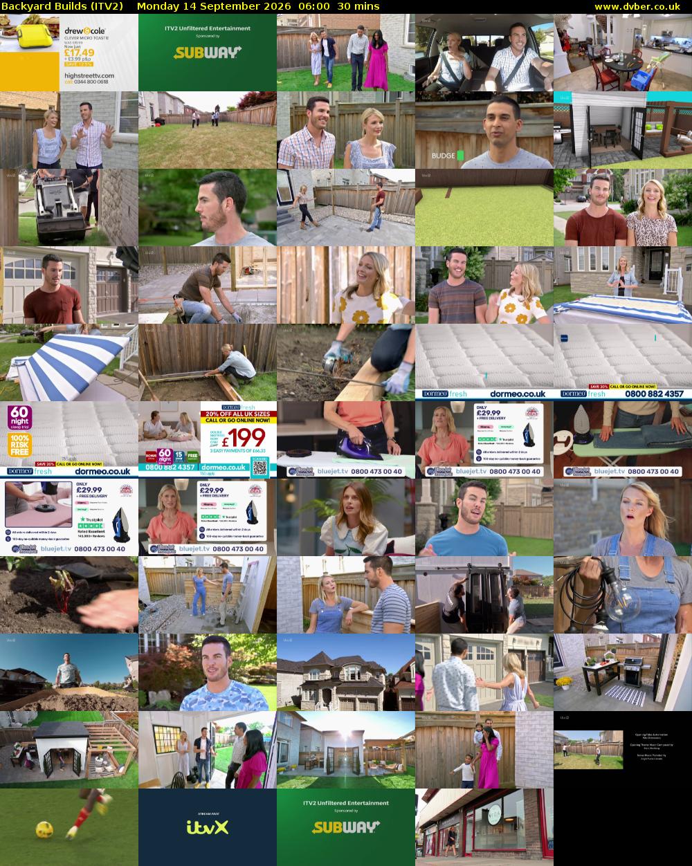 Backyard Builds (ITV2) Monday 14 September 2026 06:00 - 06:30