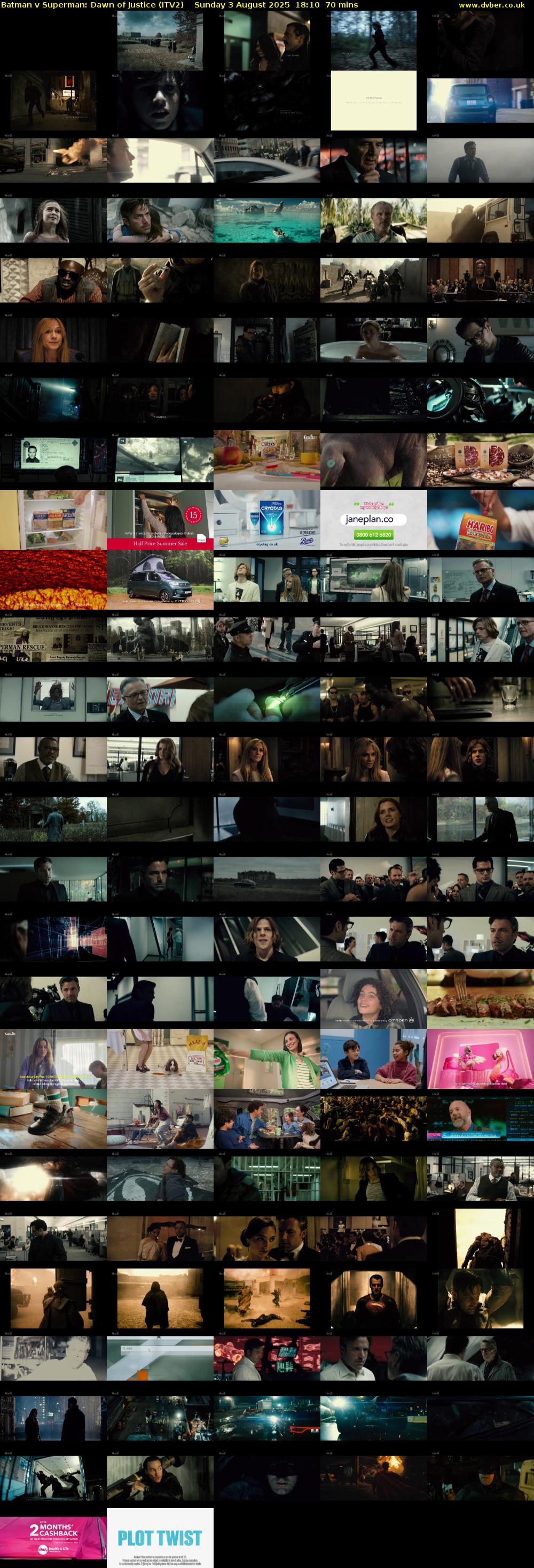 Batman v Superman: Dawn of Justice (ITV2) Sunday 3 August 2025 18:10 - 19:20
