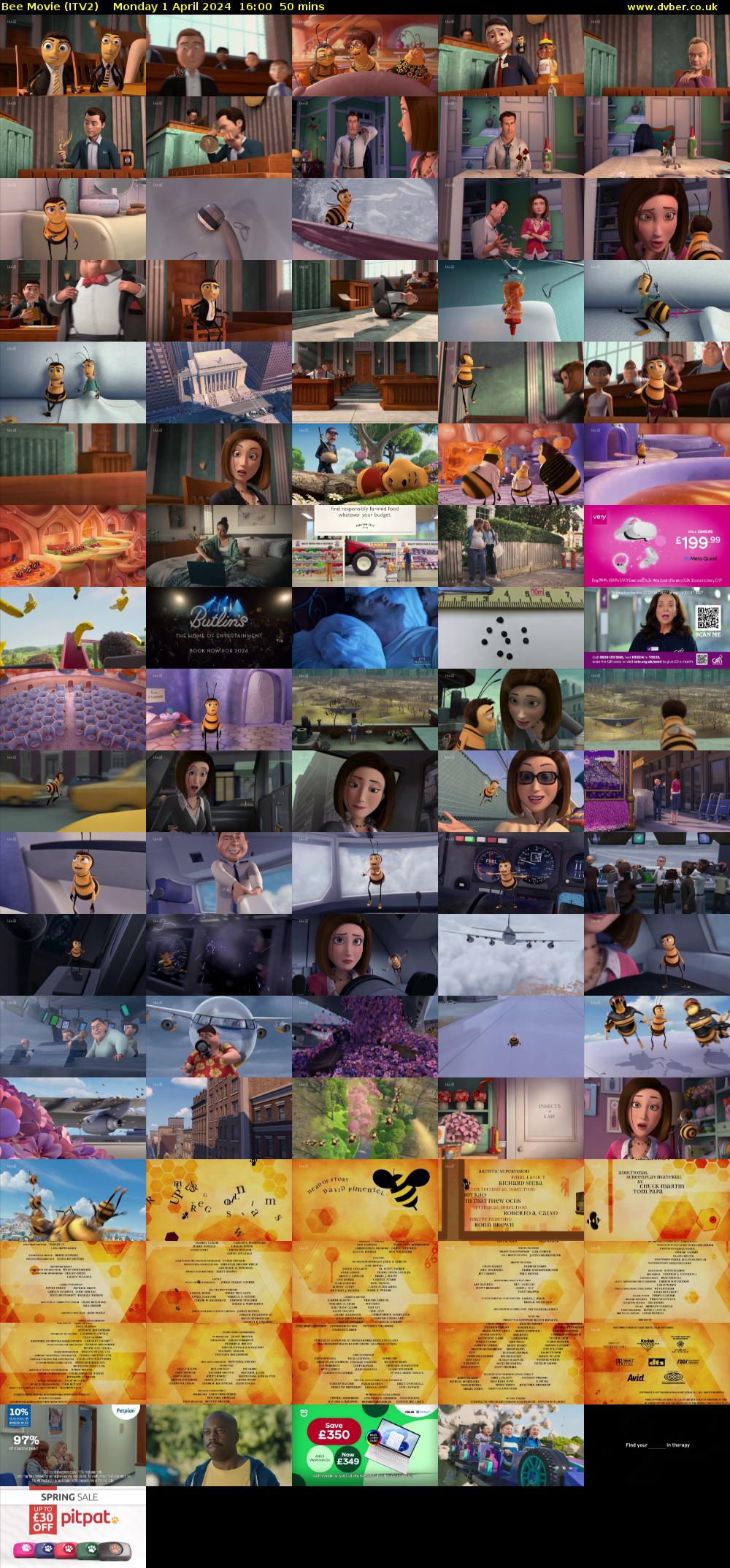 Bee Movie (ITV2) Monday 1 April 2024 16:00 - 16:50