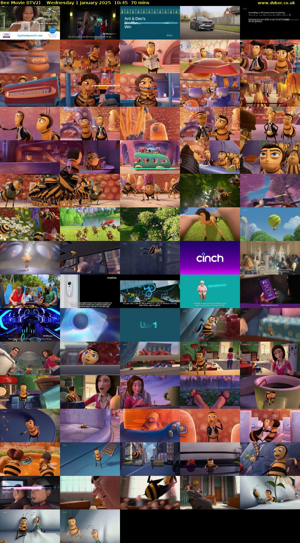 Bee Movie (ITV2) Wednesday 1 January 2025 10:45 - 11:55
