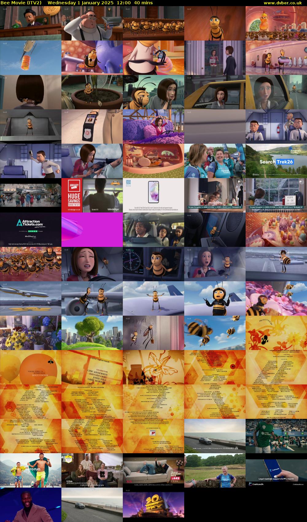 Bee Movie (ITV2) Wednesday 1 January 2025 12:00 - 12:40