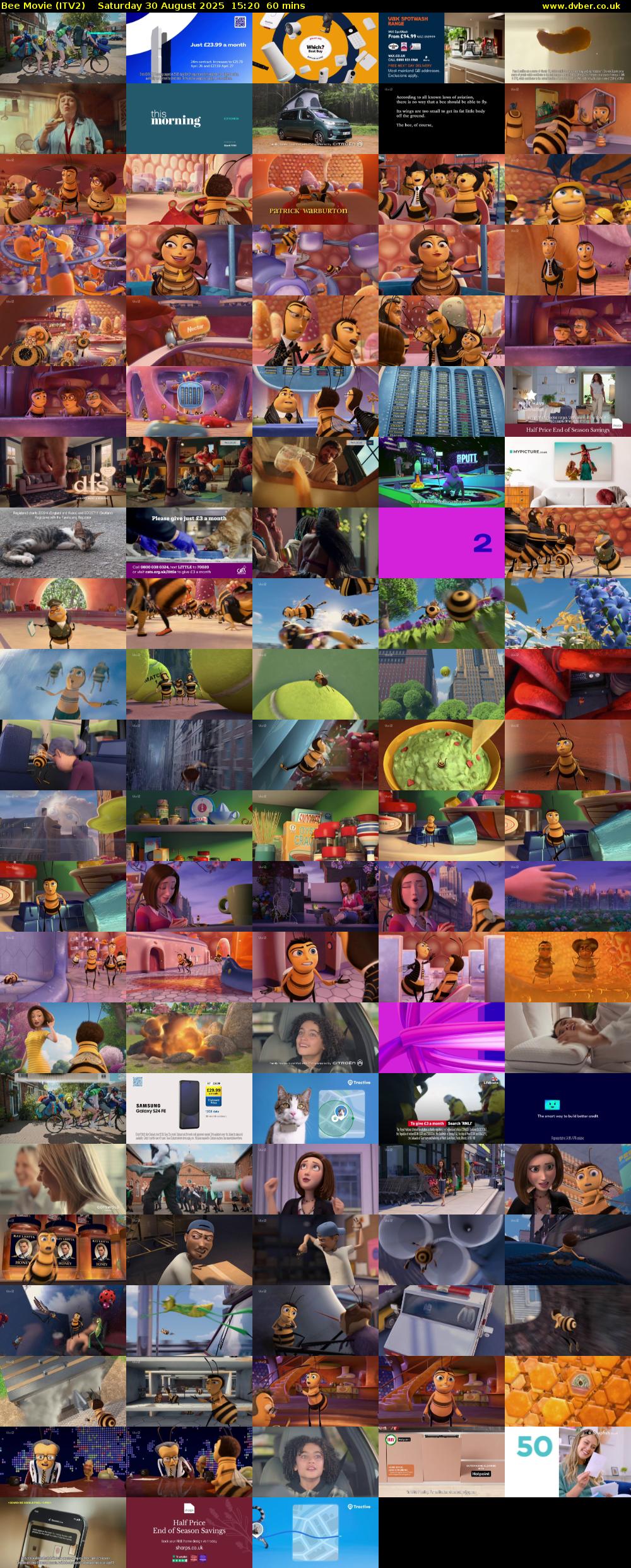 Bee Movie (ITV2) Saturday 30 August 2025 15:20 - 16:20