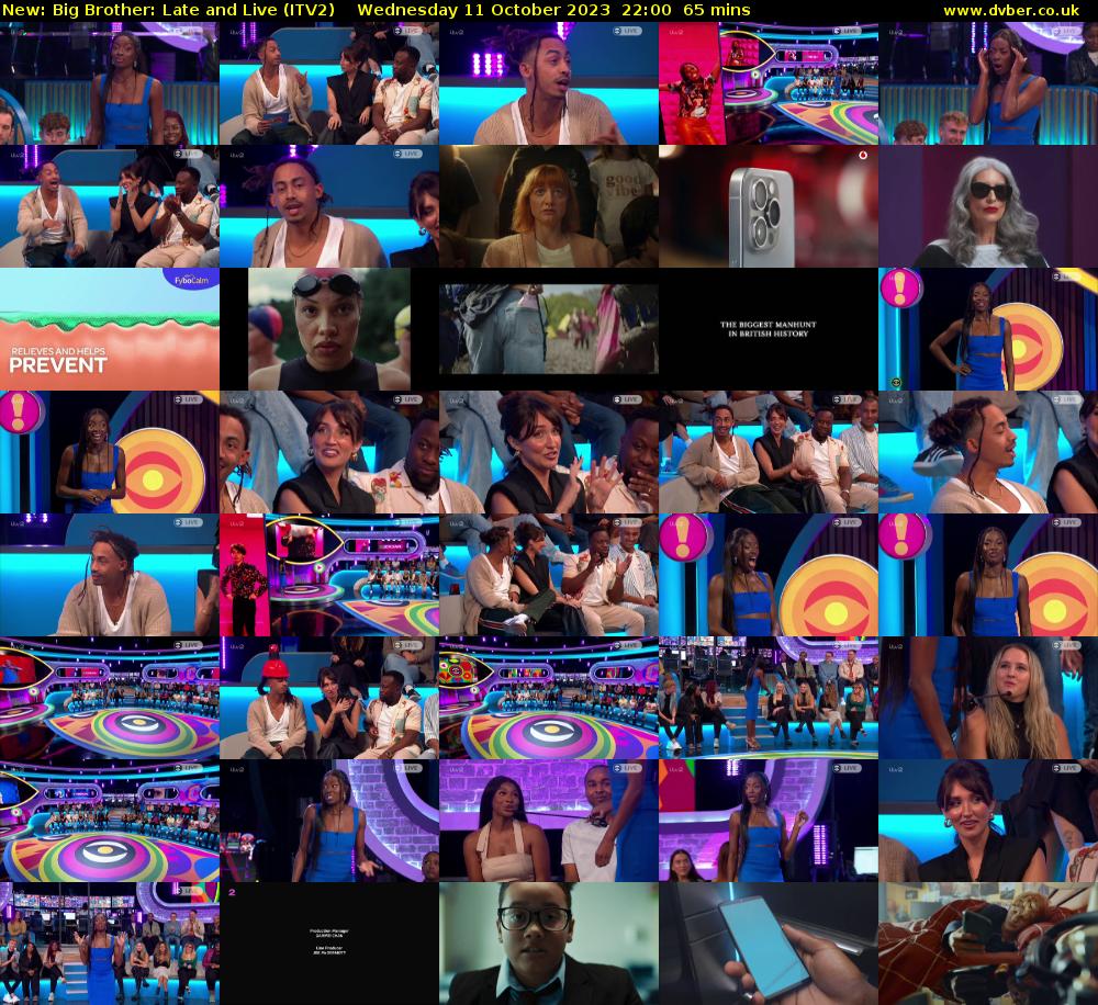 Big Brother: Late and Live (ITV2) Wednesday 11 October 2023 22:00 - 23:05