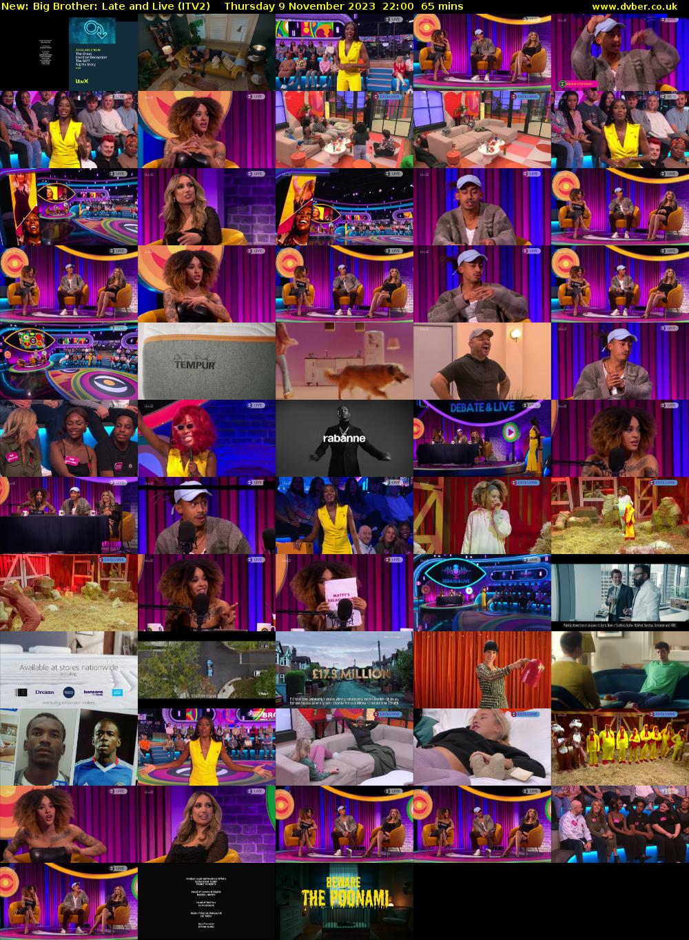 Big Brother: Late and Live (ITV2) Thursday 9 November 2023 22:00 - 23:05