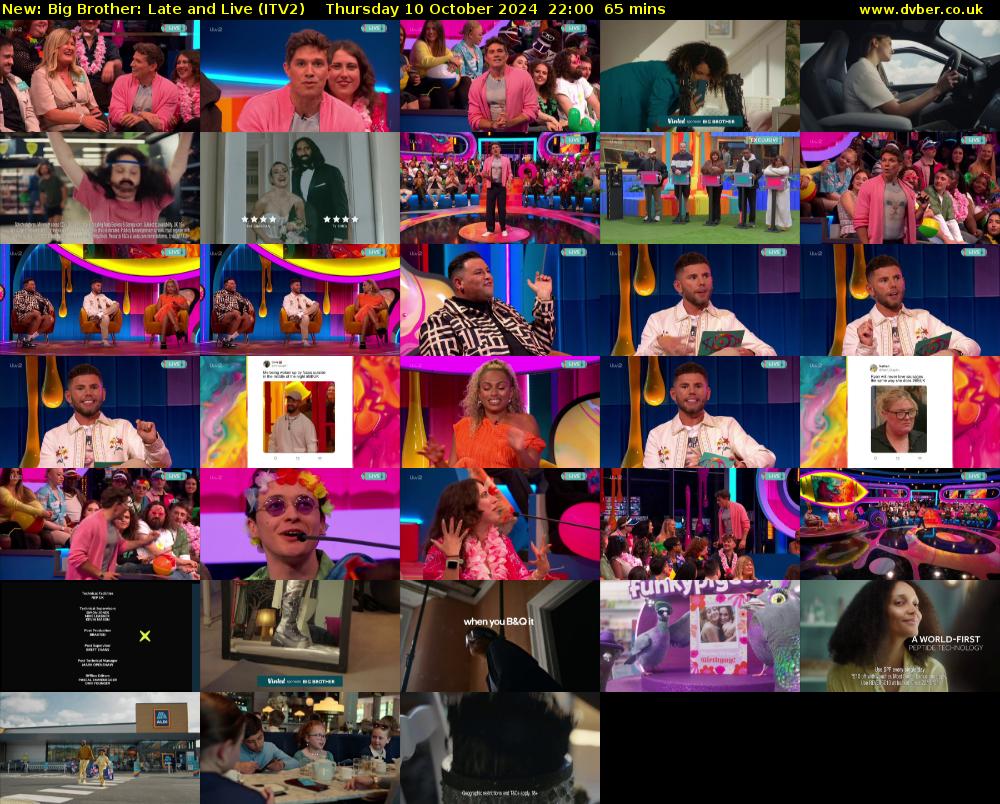 Big Brother: Late and Live (ITV2) Thursday 10 October 2024 22:00 - 23:05