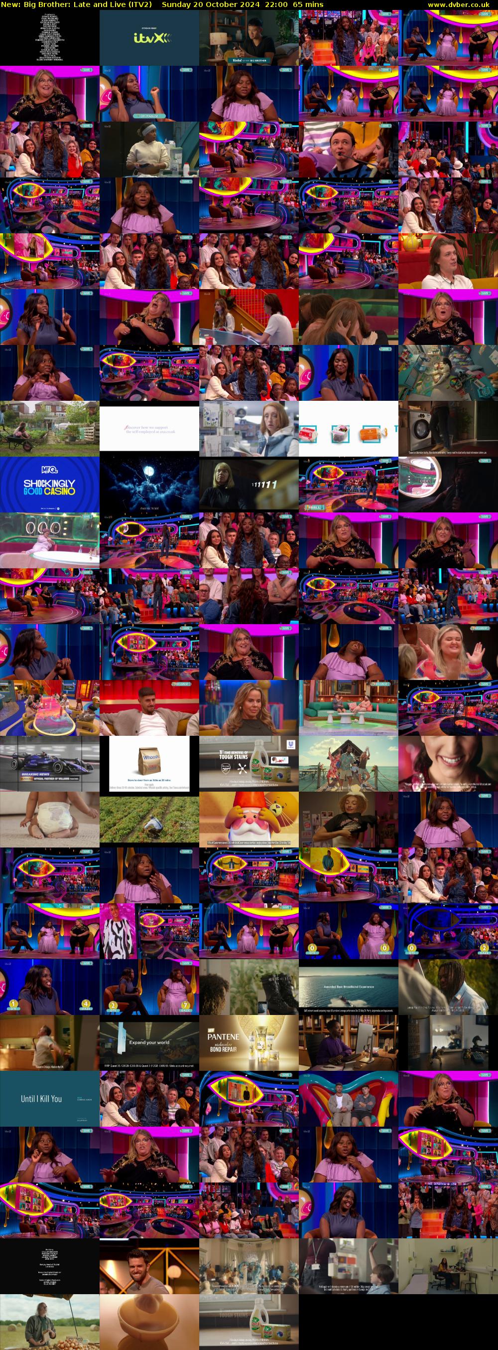 Big Brother: Late and Live (ITV2) Sunday 20 October 2024 22:00 - 23:05
