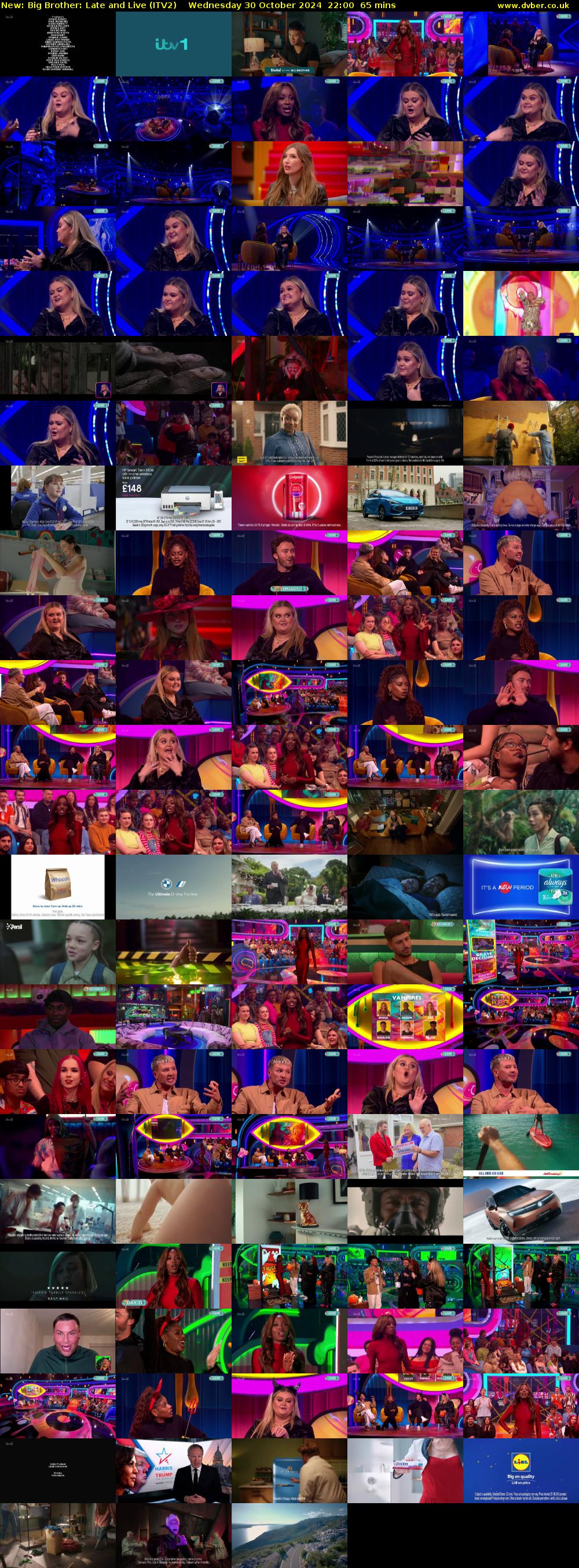 Big Brother: Late and Live (ITV2) Wednesday 30 October 2024 22:00 - 23:05