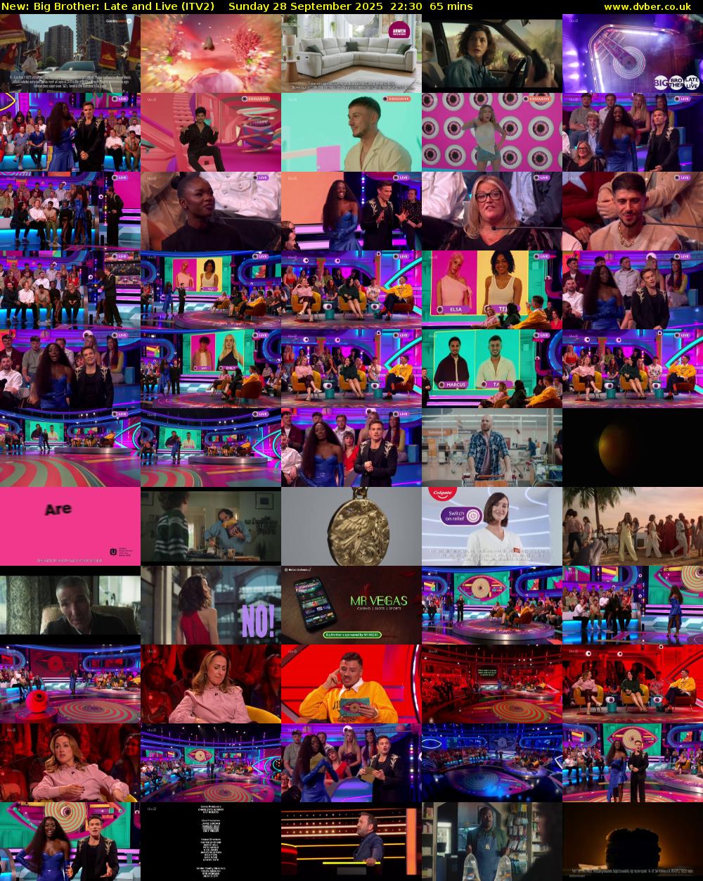 Big Brother: Late and Live (ITV2) Sunday 28 September 2025 22:30 - 23:35