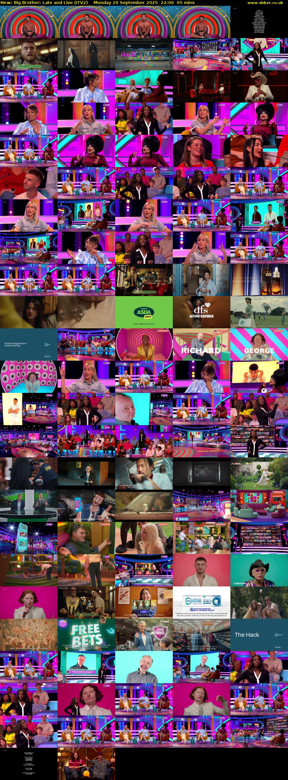 Big Brother: Late and Live (ITV2) Monday 29 September 2025 22:00 - 23:05