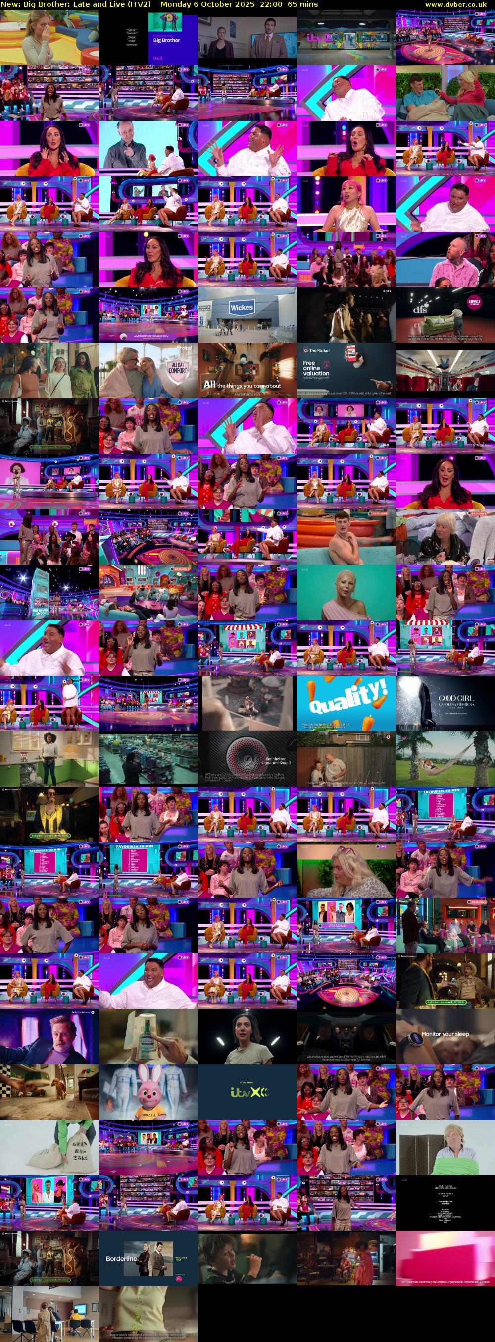 Big Brother: Late and Live (ITV2) Monday 6 October 2025 22:00 - 23:05