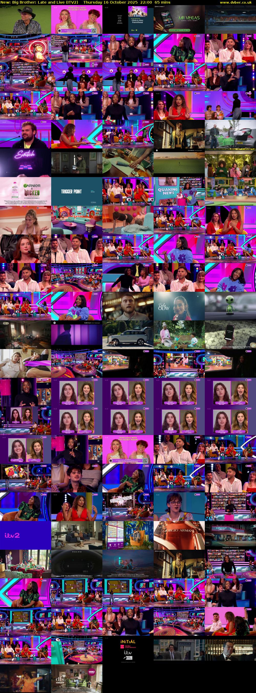 Big Brother: Late and Live (ITV2) Thursday 16 October 2025 22:00 - 23:05