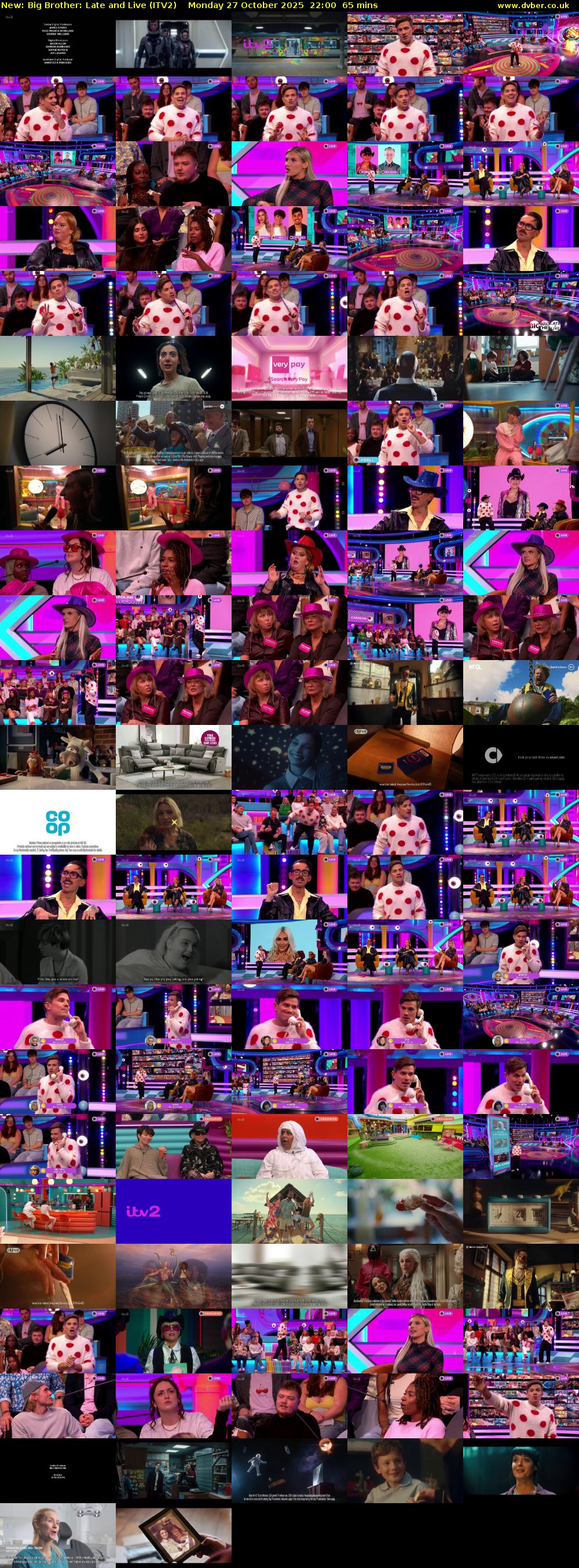 Big Brother: Late and Live (ITV2) Monday 27 October 2025 22:00 - 23:05