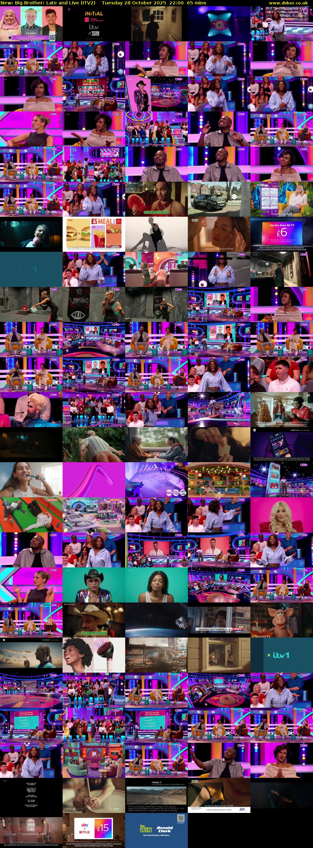Big Brother: Late and Live (ITV2) Tuesday 28 October 2025 22:00 - 23:05