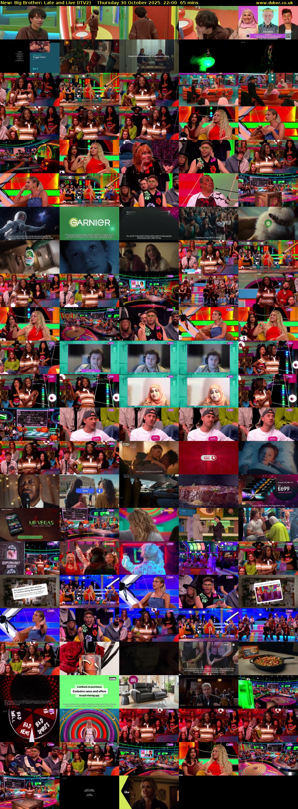 Big Brother: Late and Live (ITV2) Thursday 30 October 2025 22:00 - 23:05